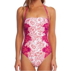 Lauren Ralph Lauren NWOT pink tropical print one piece underwire swimsuit Size 6